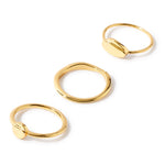 Real Gold Plated Set of 3 Signet Stacking Rings For Women By Accessorize London Medium