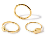 Real Gold Plated Set of 3 Signet Stacking Rings For Women By Accessorize London Medium