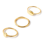 Real Gold Plated Set of 3 Signet Stacking Rings For Women By Accessorize London Extra Small