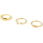 Real Gold Plated Z Set of 3 Celestial Stacking Rings For Women By Accessorize London-Medium