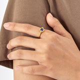 Real Gold Plated Z Healing Stone Lapis Ring For Women By Accessorize London-Small