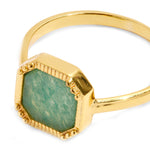 Real Gold Plated Z Hlng Stone Squr Slice Aventurinering For Women By Accessorize London-Small