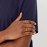 Real Gold Plated 3 Pack Band Stacking Rings For Women By Accessorize London Extra Small
