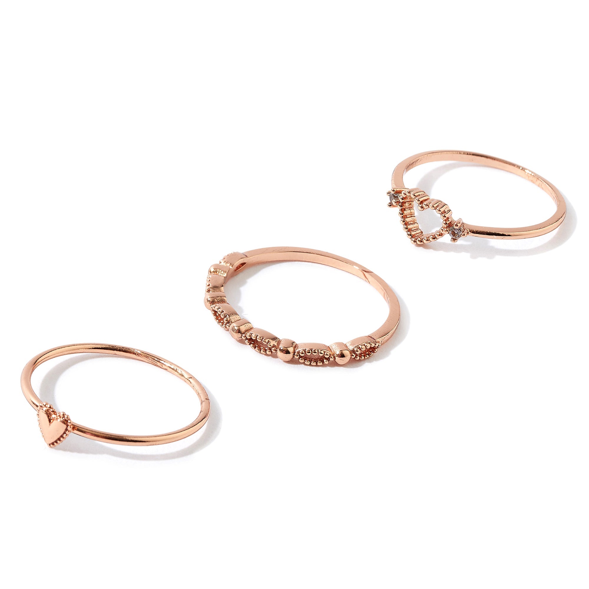 Real Gold Plated 3 Pack Stacking Rings For Women By Accessorize London Medium