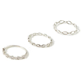 Platinum Plated 3 Pack Stacking Rings For Women By Accessorize London