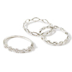 Platinum Plated 3 Pack Stacking Rings For Women By Accessorize London Medium