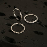 Platinum Plated 3 Pack Stacking Rings For Women By Accessorize London Large