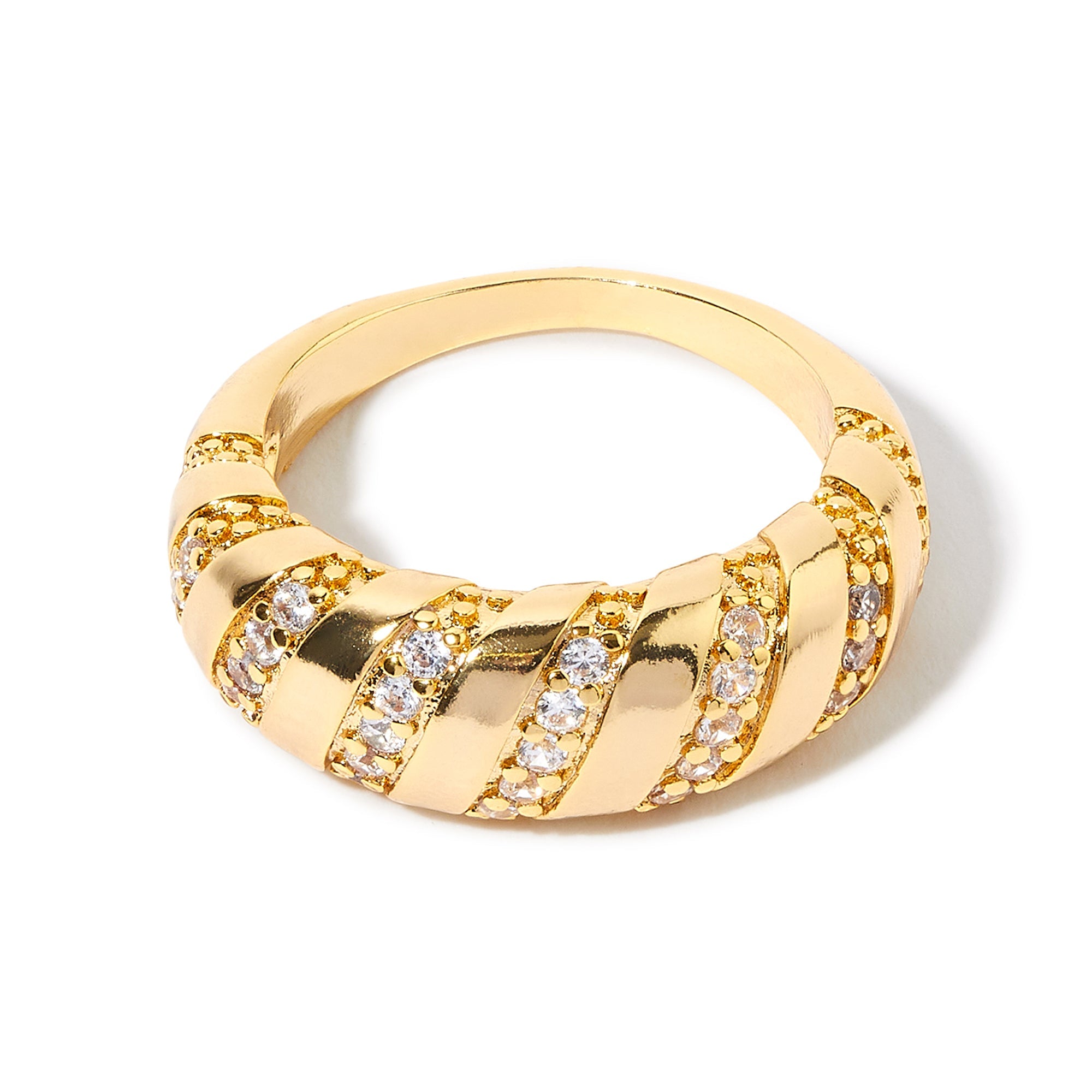 Real Gold Plated Sparkle Croissant Ring For Women By Accessorize London Medium