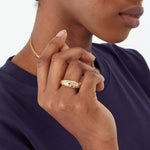 Real Gold Plated Sparkle Croissant Ring For Women By Accessorize London Extra Small