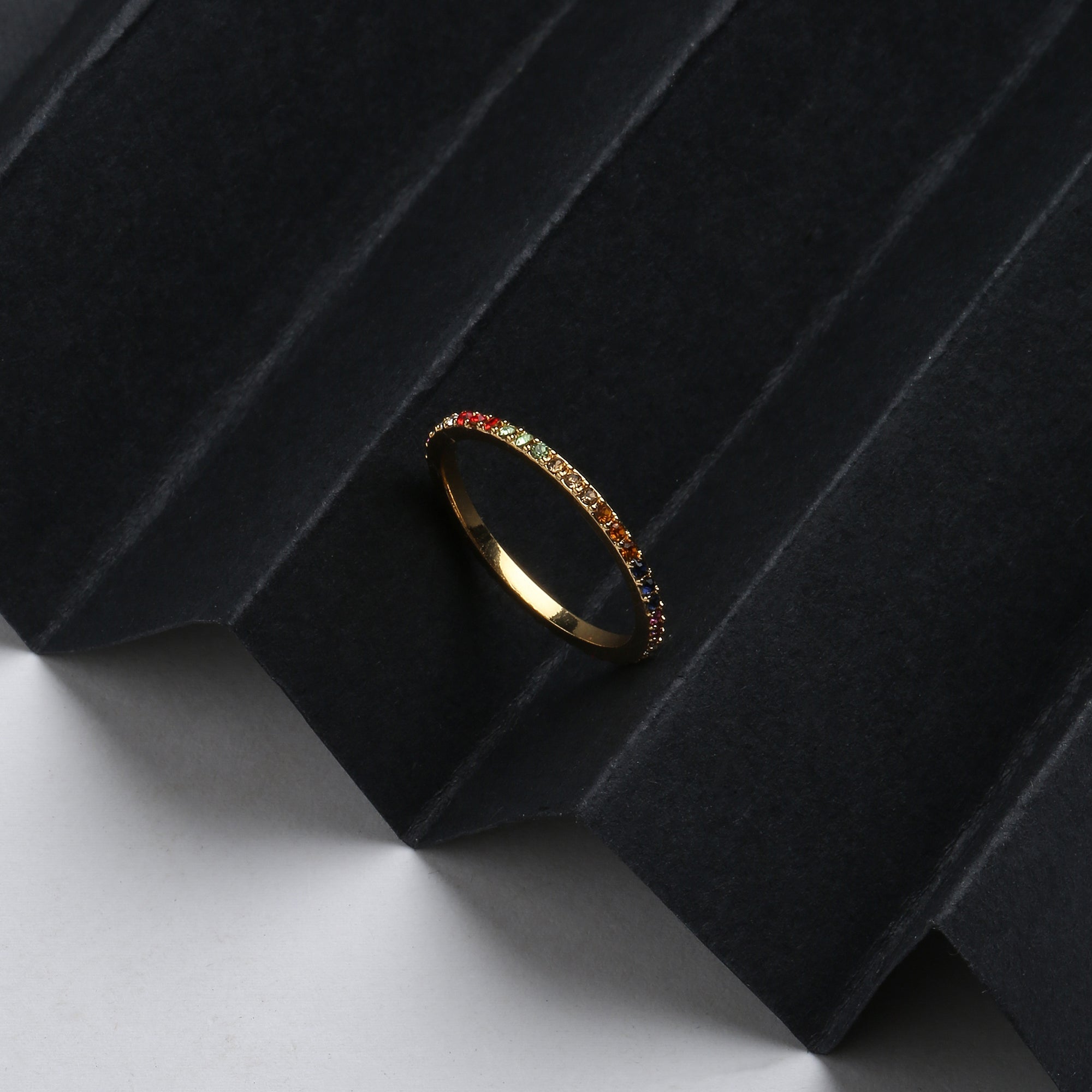 Real Gold Plated Rainbow Eternity Ring For Women By Accessorize London Medium