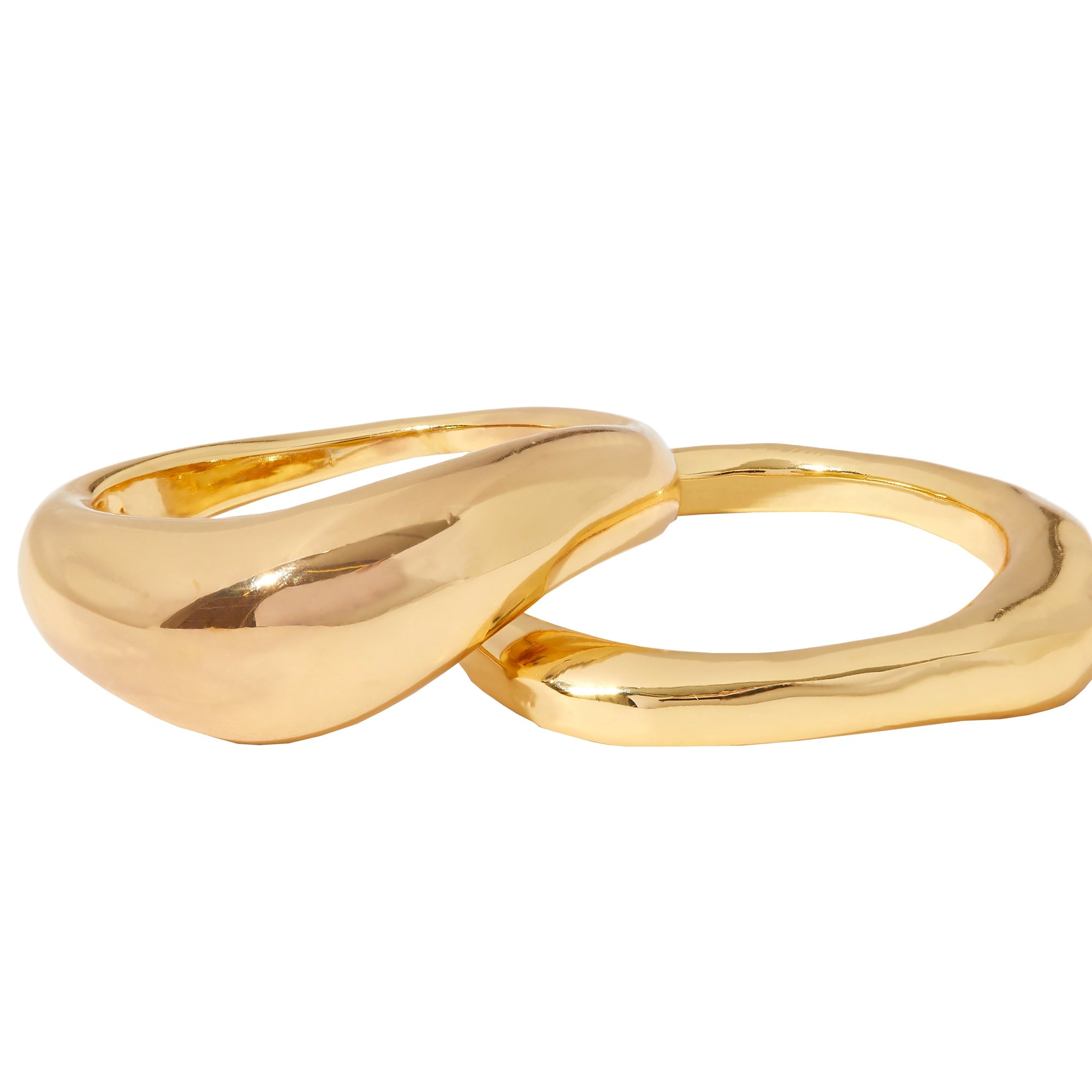 Real Gold Plated Z Set of 2 Smooth Irregular Ring For Women By Accessorize London-Medium