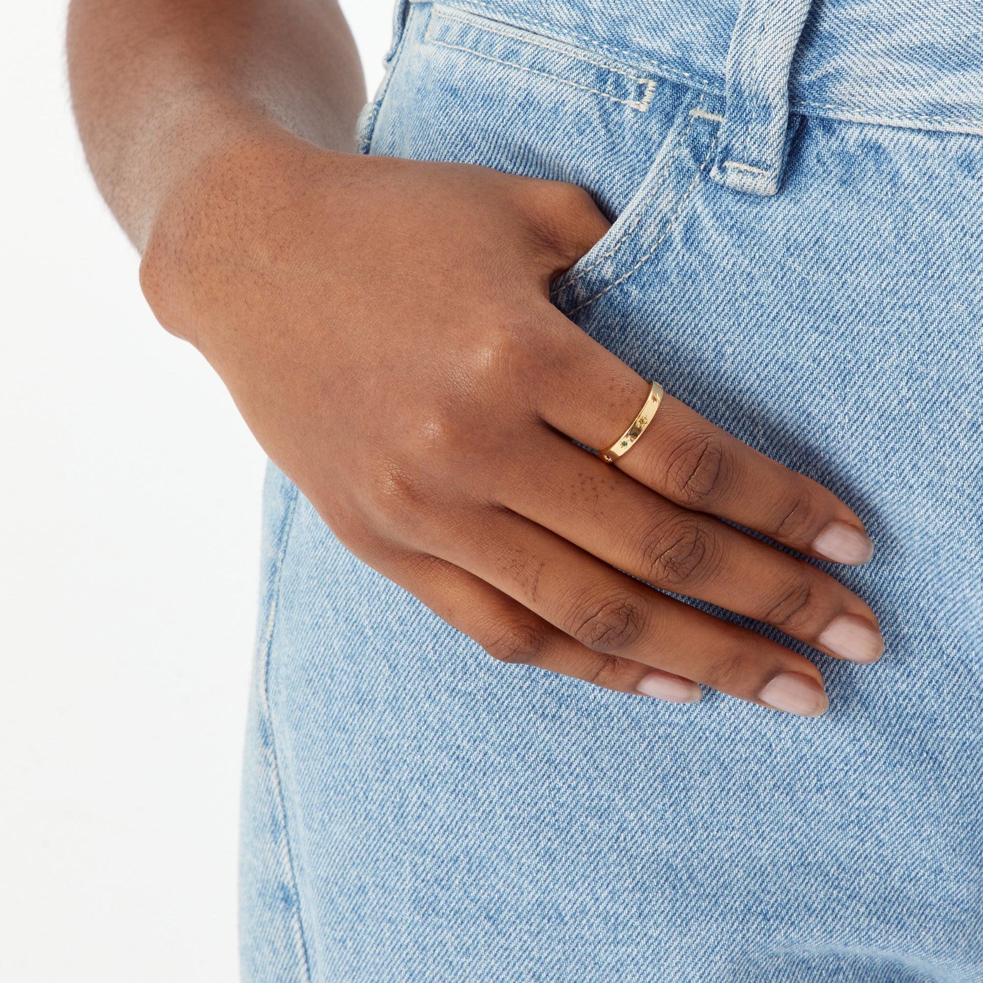 Real Gold Plated Z Rainbow Star Station Ring For Women By Accessorize London-Small