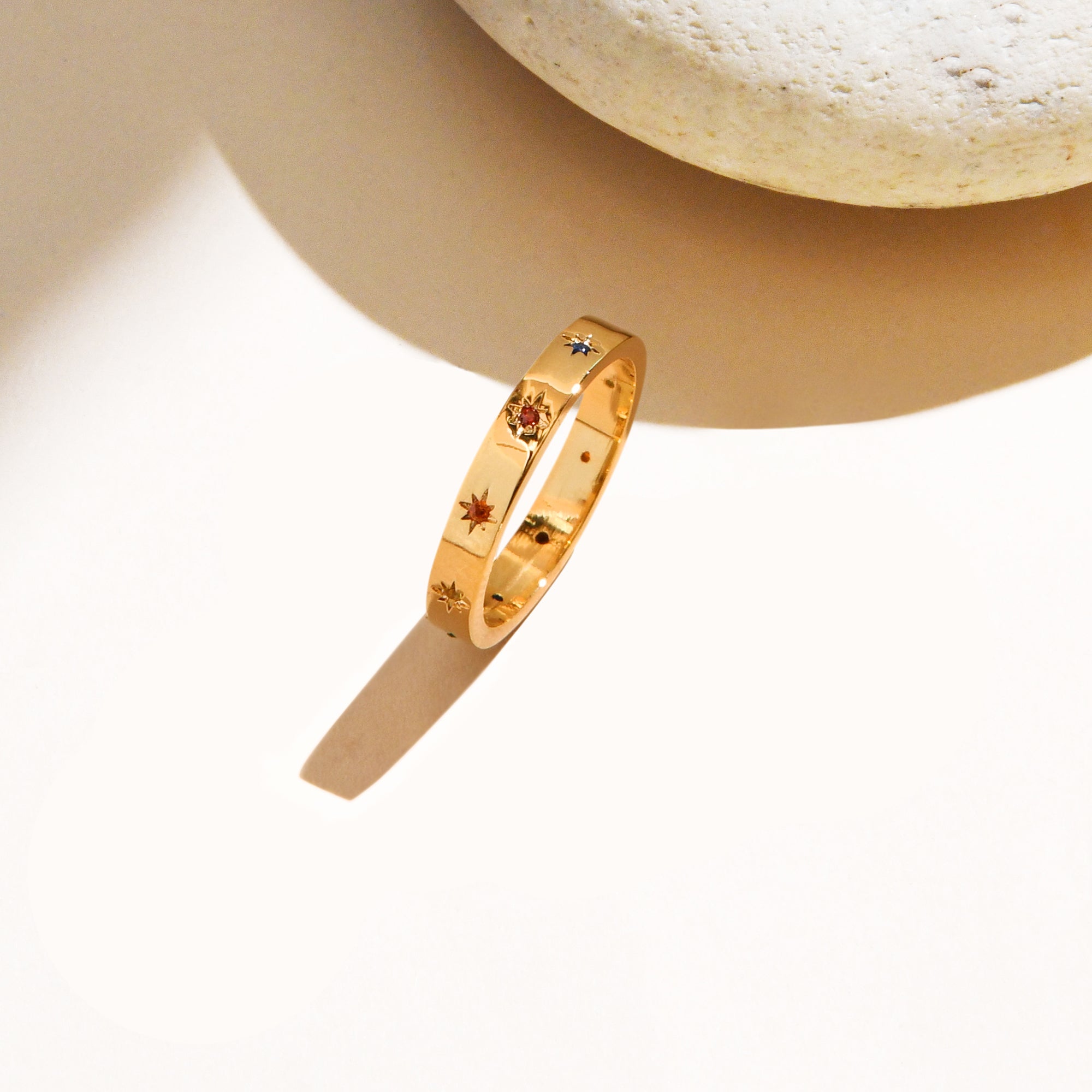 Real Gold Plated Z Rainbow Star Station Ring For Women By Accessorize London-Large
