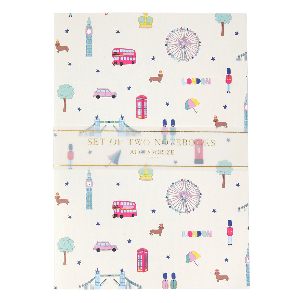 Accessorize London Girl's White London Print Notebook Pack Of 2