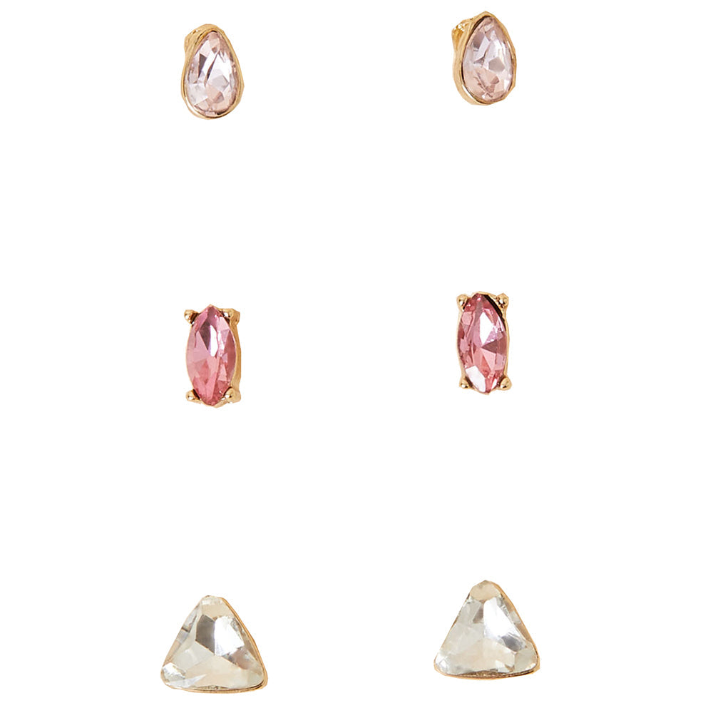 Accessorize London Women'S Gold Set Of 3 Nature Stud Earring Pack