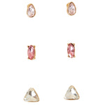 Accessorize London Women's Pink Set of 3 Mixed Shape Stud Earring
