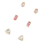 Accessorize London Women's Pink Set of 3 Mixed Shape Stud Earring
