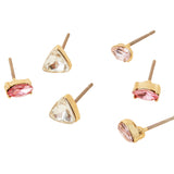 Accessorize London Women's Pink Set of 3 Mixed Shape Stud Earring