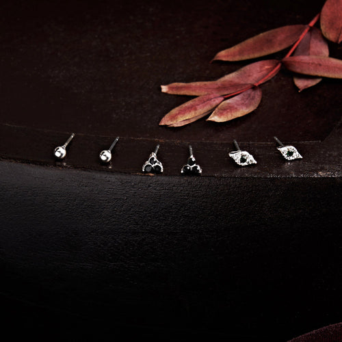 Accessorize London Women's Black Set of 3 Evil Eye Stud Earring