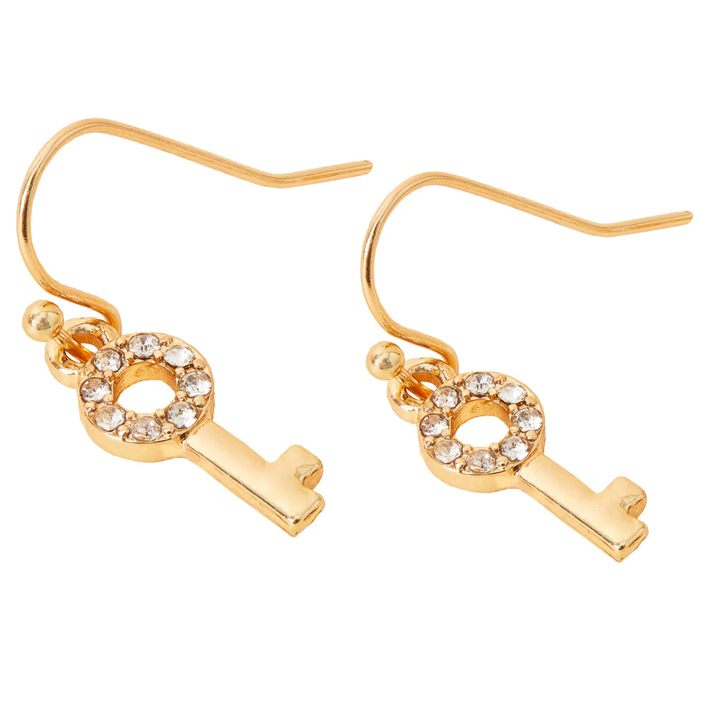 14K Gold Key Sparkle Chain Threader Earring – Baby Gold