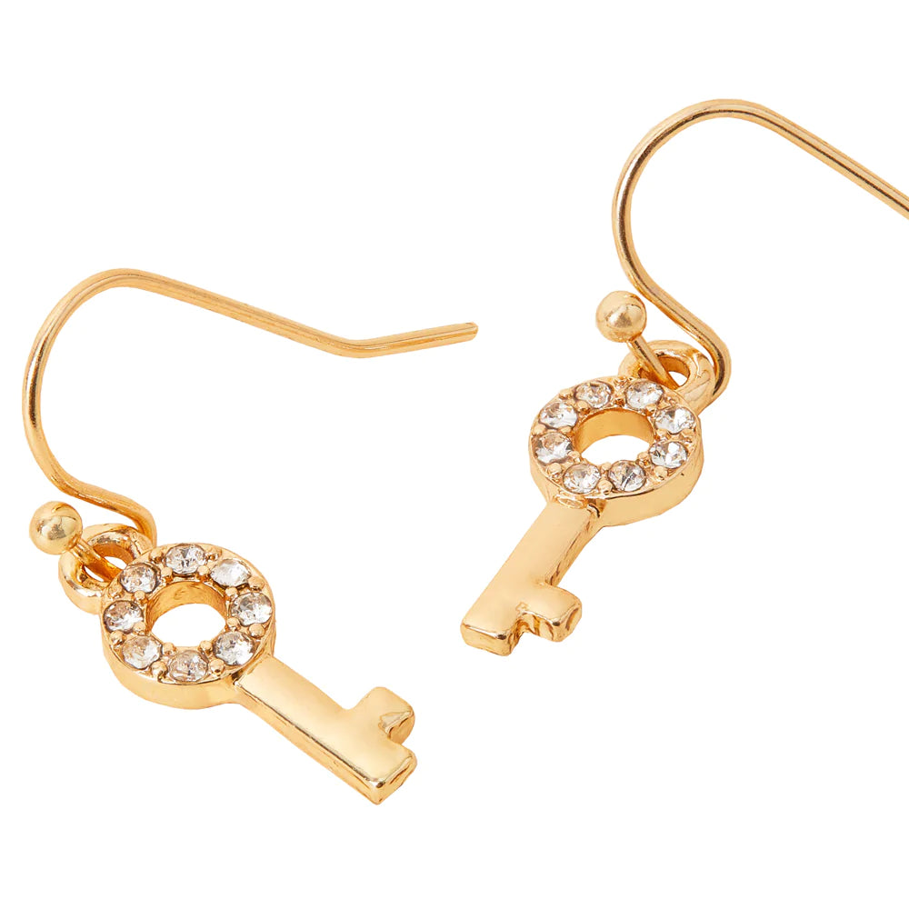 Accessorize London Women's Crystal Sparkle Key Short Drop Earring