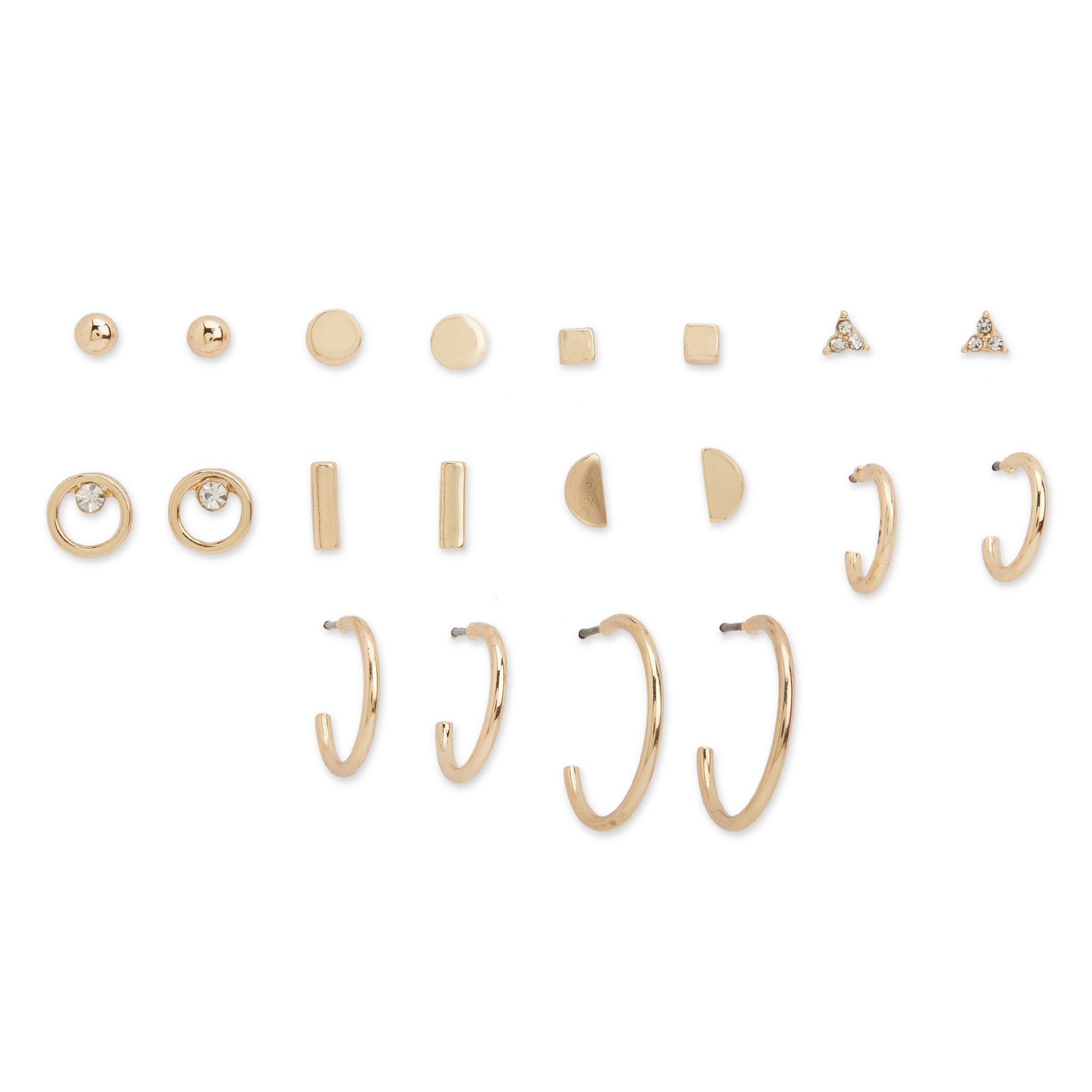 Accessorize London Women's Gold Set of 10 Stud And Hoop Earring