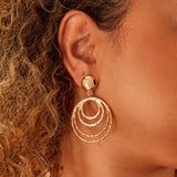 Accessorize London Women's Gold Textured Concentric Circle statement Earrings