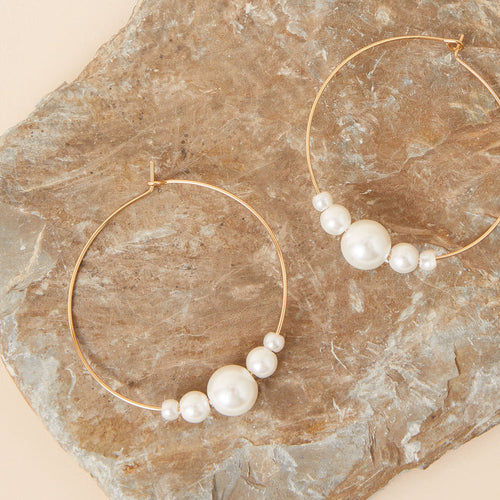 Accessorize London Women's Oversized Pearl Hoop Earring pearl