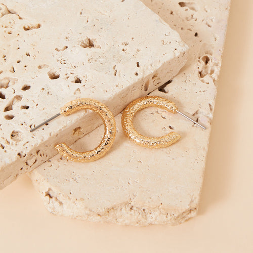 Accessorize London Women's Gold Textured Tube Hoops