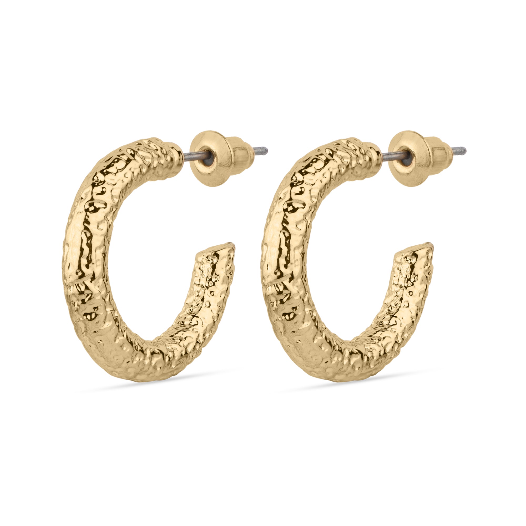 Accessorize London Women's Gold Textured Tube Hoops