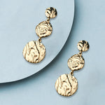 Accessorize London Women's Gold Textured Circle Long Drop Earrings