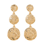 Accessorize London Women's Gold Textured Circle Long Drop Earrings