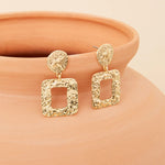 Accessorize London Women's Gold Textured Square Doorknocker Earring