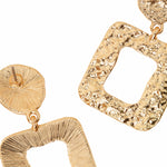 Accessorize London Women's Gold Textured Square Doorknocker Earring