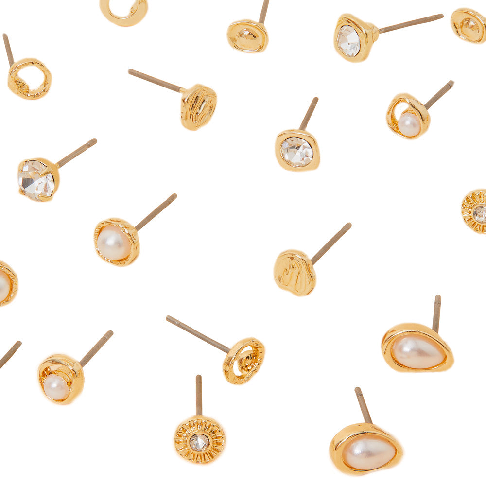 Accessorize London Women's pearl set of 10 Pearl Stud Earring Set