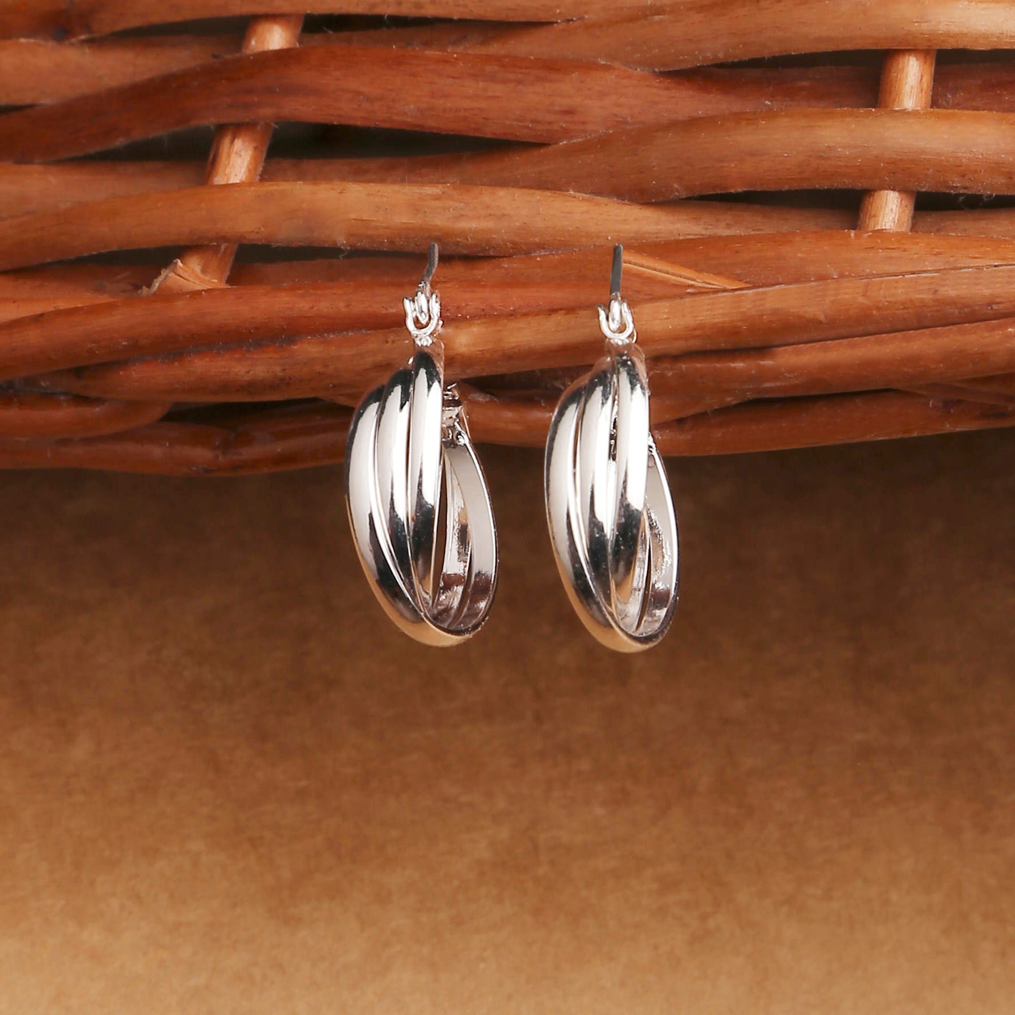 Accessorize London Women's Silver Twisted Silver Hoop Earrings