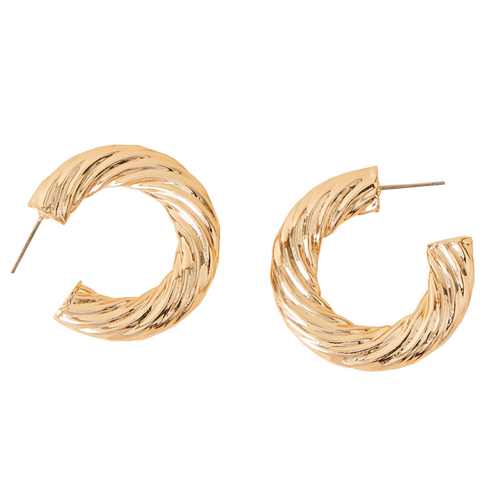 Buy Golden Twisted Chunky Hoop Earring - Accessorize India