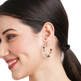Accessorize London Women's Blue Beaded Hoop Earring