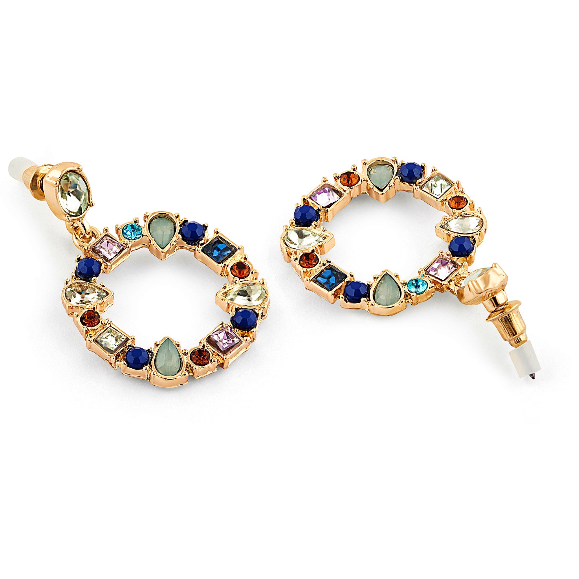 Buy Accessorize London Women's Navy Blue Mixed Shape Gem Drop Earring online