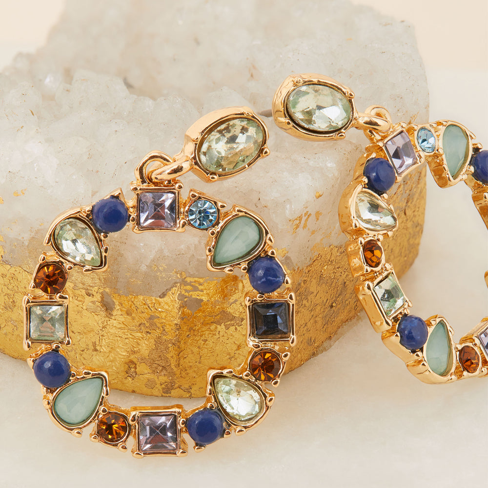 Accessorize London Women's Eclectic Stone Circle Short Drop Earring Blue