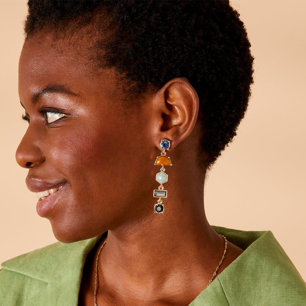 Accessorize London Women's Eclectic Mixed Stone Long Drop Earring Multi