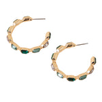 Accessorize London Women's Green Large Gem Stones Hoop Earring