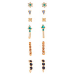 Accessorize London Women's Multi Gem Stud And Hoop Earring 6 Pack