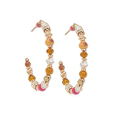 Accessorize London Women's Pink Small Pink Beaded Hoop Earring