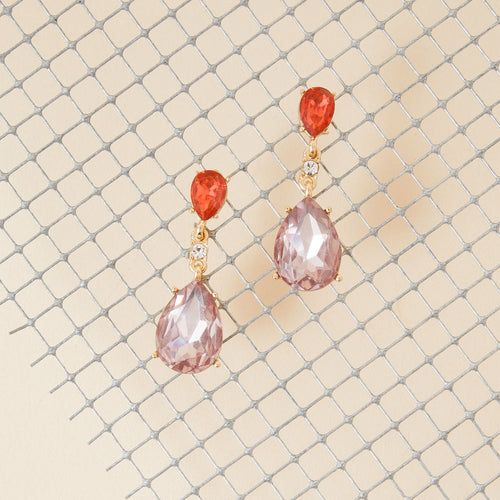 Accessorize London Women's Orange Teardrop Large Gem Short Drop Earring