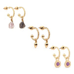 Accessorize London Women's Purple Raw Stones Huggie Hoop Earring Pack
