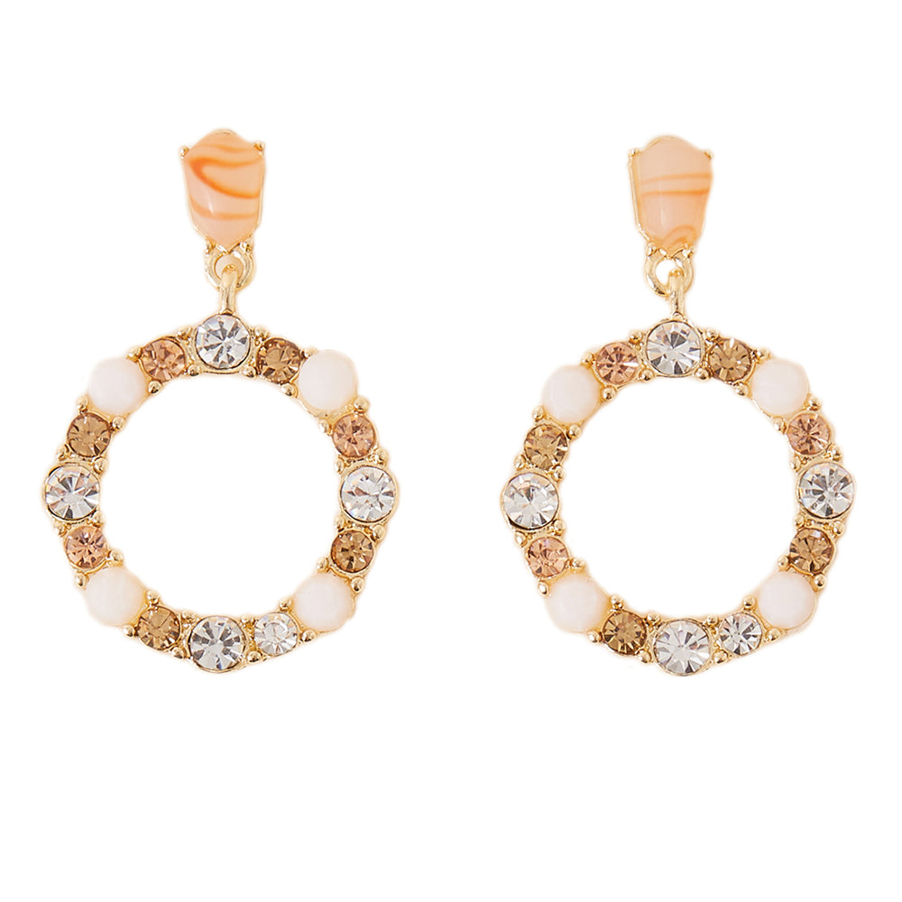 Accessorize London Women's Orange Eclectic Stone Circle Short Drop Earring