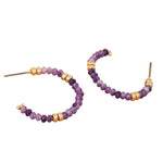 Accessorize London Women's Purple Gold And Purple Beaded Hoop Earring