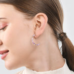 Accessorize London Women's Purple Gold And Purple Beaded Hoop Earring