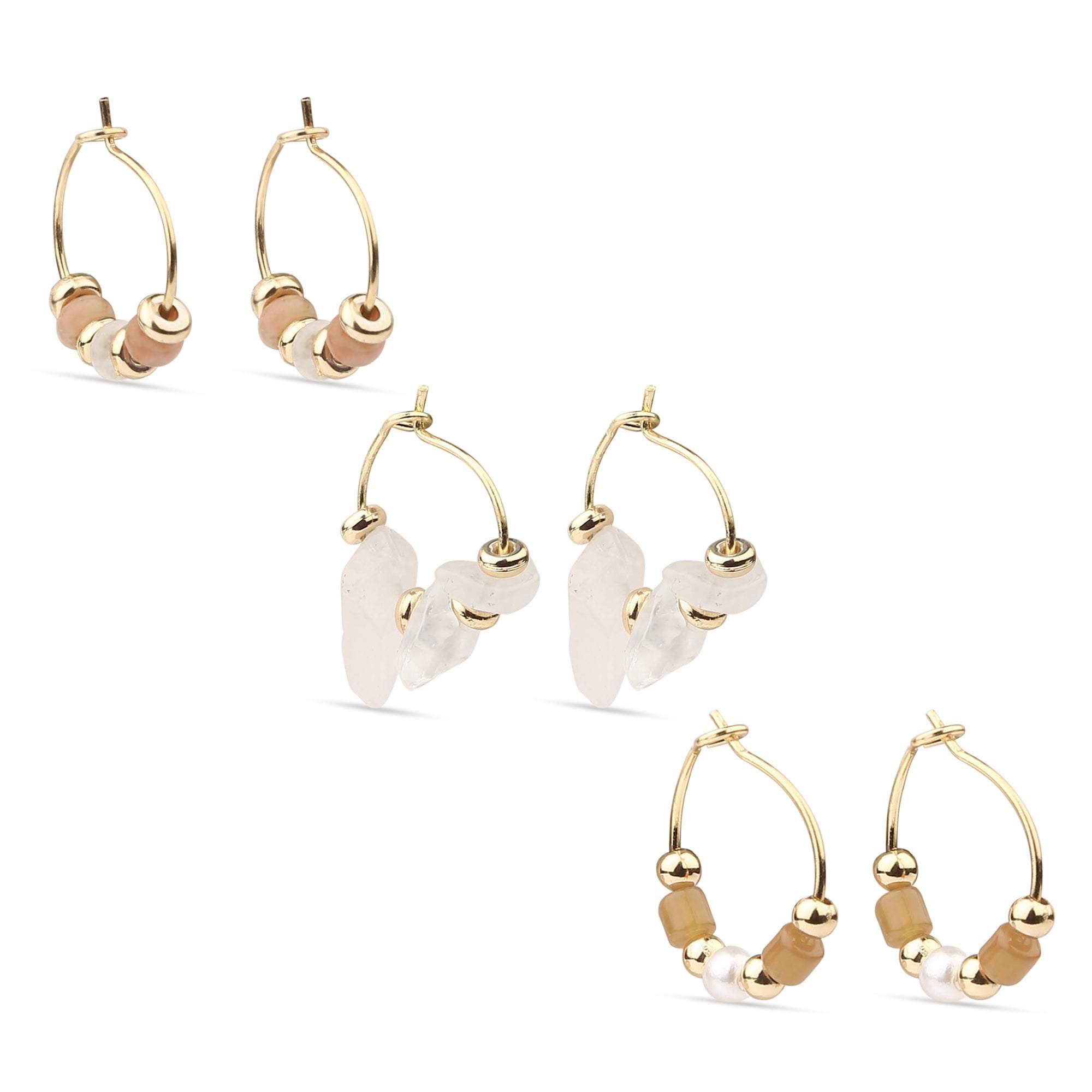Accessorize London Women's Orange Beaded Hoop Earring Pack